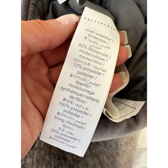 Pottery Barn Faux Fur Minky Grey Christmas Stocking Gray Holiday Decor LARGE - Picture 7 of 7